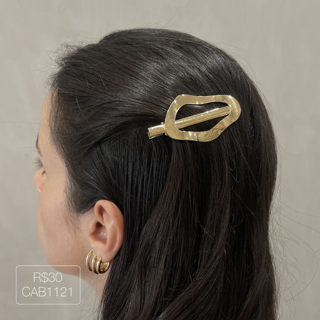 Hair Clip Orgânico Vazado P Liso Dourado